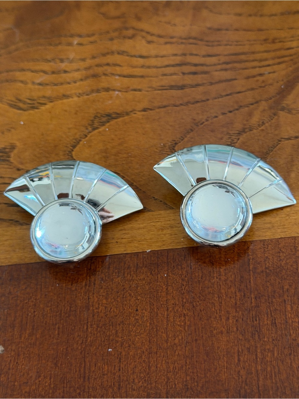 Vintage Silver Fan-Style Statement Earrings